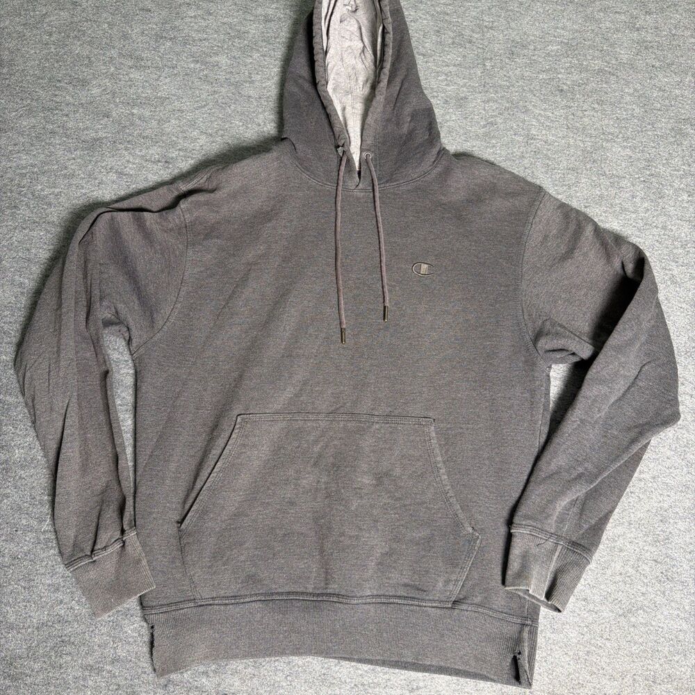 Champion Hoodie Men’s Gray Drawstring  Pocket Long Sleeve Pullover T20 - Size M